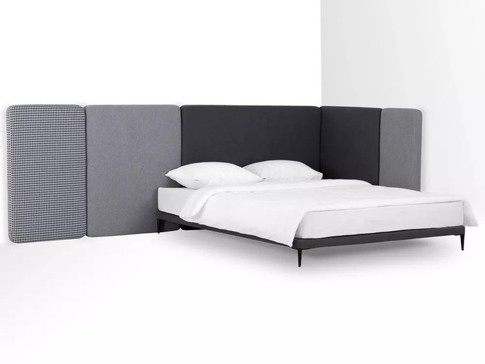 Кровать Licata 160х200 композиция 7 серого цвета - купить Кровати для спальни по цене 104220.0