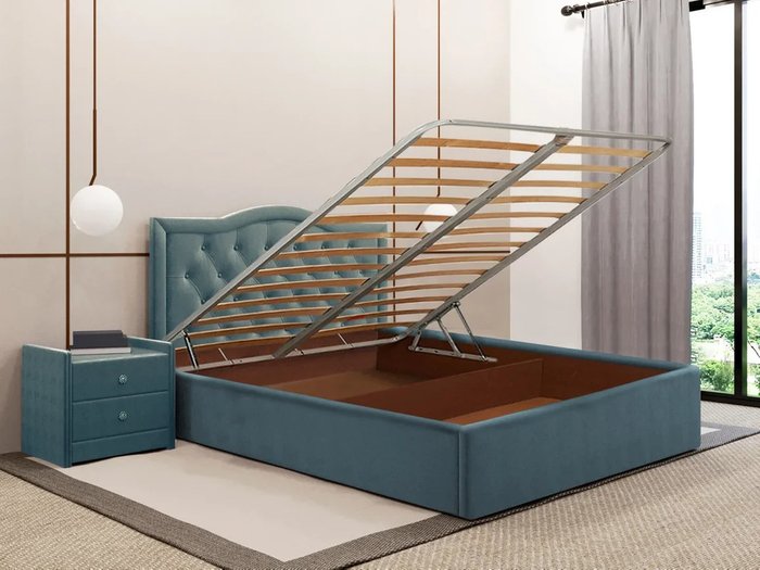 Кровать Герцогиня цвета морской волны 120х200 с подъемным механизмом - купить Кровати для спальни по цене 50100.0