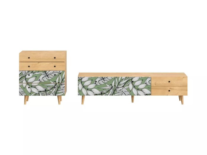 Композиция Frida 2 с принтом Jungle на деревянных ножках - купить Гостиные гарнитуры по цене 66802.0