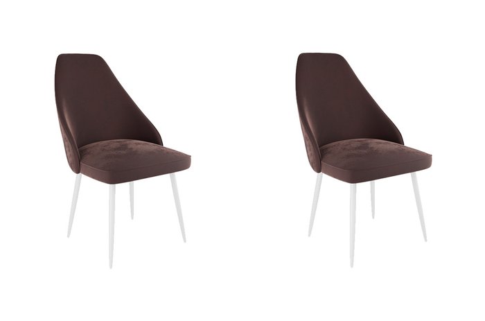 Набор из двух стульев Милан темно-коричневого цвета с белыми ножками