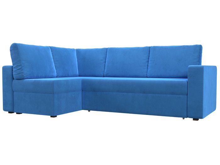 Угловой диван-кровать Оливер голубого цвета левый угол