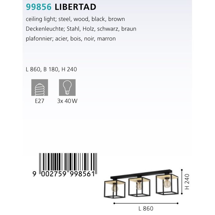 Светильник потолочный Libertad черного цвета - купить Потолочные люстры по цене 19790.0