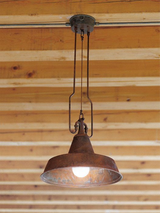 Подвесной светильник Aldo Bernardi FONDERIA из металла ржаво-коричневого цвета с патиной - купить Подвесные светильники по цене 61610.0
