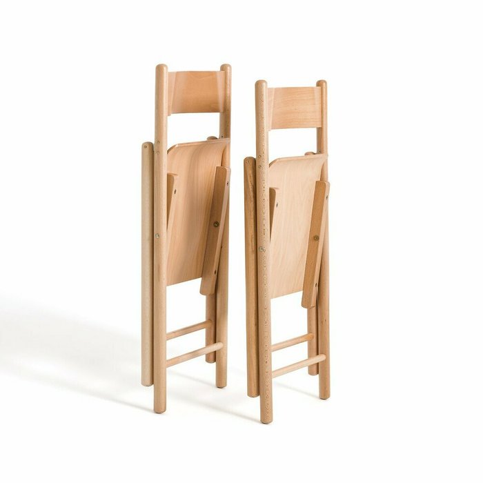 Комплект из двух стульев складных Из бука Panni бежевого цвета - лучшие Обеденные стулья в INMYROOM