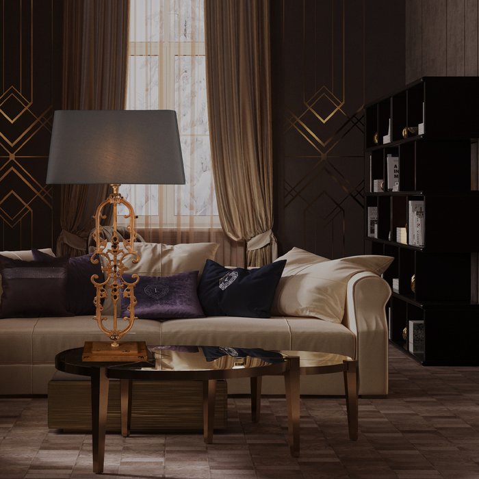 Настольная лампа LACE 10439T/B (ткань, цвет серый) - купить Настольные лампы по цене 20540