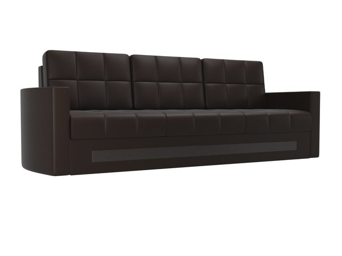 Прямой диван-кровать Белла темно-коричневого цвета (экокожа)
