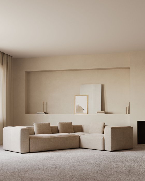 Угловой диван Blok 320х230 бежевого цвета - купить Угловые диваны по цене 535990.0