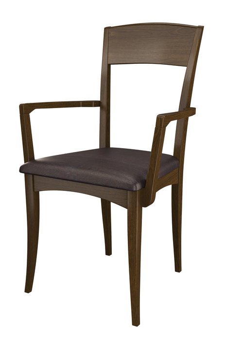 Стул-кресло деревянный Дали темно-коричневого цвета (экокожа)