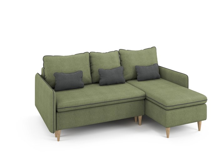 Угловой раскладной диван Ron правый оливкового цвета - лучшие Угловые диваны в INMYROOM