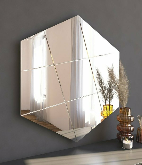 Настенное зеркало Argyle 60х70 с основанием белого цвета - лучшие Настенные зеркала в INMYROOM