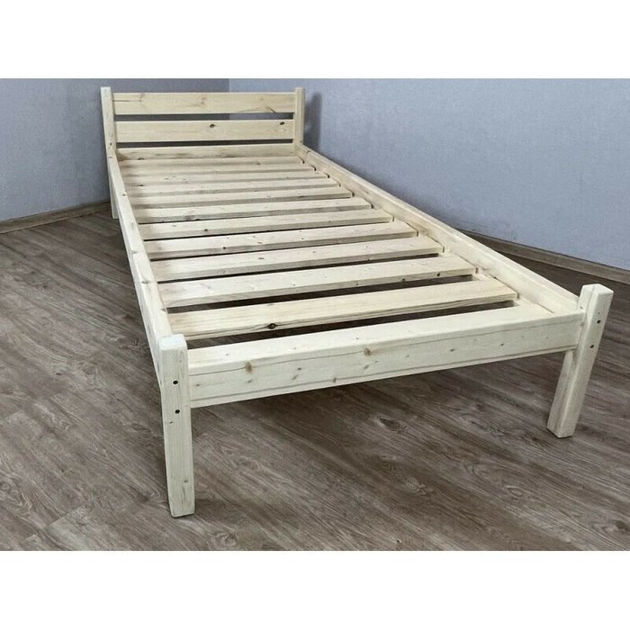 Кровать односпальная Классика сосновая 80х200 бежевого цвета - лучшие Кровати для спальни в INMYROOM