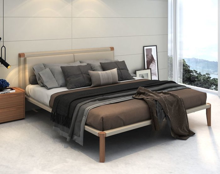 Кровать Avila в серой экокоже 180х200 - купить Кровати для спальни по цене 158800.0