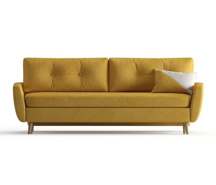 Диван-кровать Авиньон в обивке из велюра желтого цвета - купить Прямые диваны по цене 36990.0