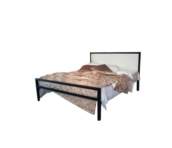 Кровать Лоренцо 140х200 черного цвета с белой вставкой