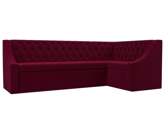 Кухонный угловой диван-кровать Мерлин бордового цвета правый угол