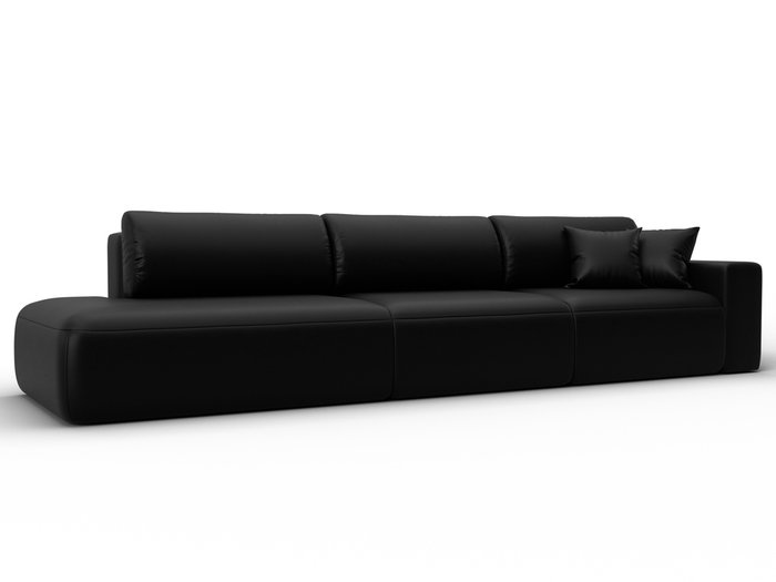 Диван-кровать Лига 036 Модерн Лонг черного цвета с правым подлокотником (экокожа)
