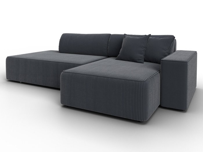 Угловой диван-кровать Лига-079 темно-серого цвета правый