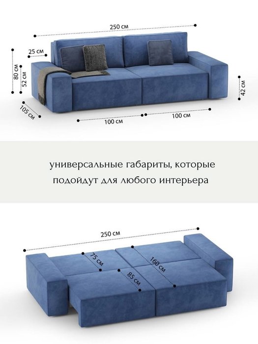 Диван модульный Формула синего цвета - лучшие Прямые диваны в INMYROOM