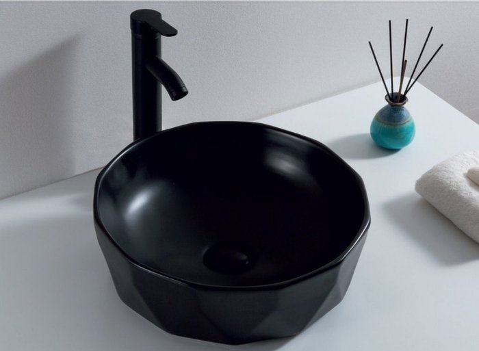Раковина накладная BelBagno черного цвета круглая 41 см - купить Раковины для ванной комнаты по цене 15456.0
