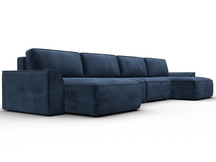 Угловой диван-кровать Лига-048 лонг темно-синего цвета - лучшие Угловые диваны в INMYROOM Угловой диван-кровать Лига-048 лонг темно-синего цвета - лучшие Угловые диваны в INMYROOM