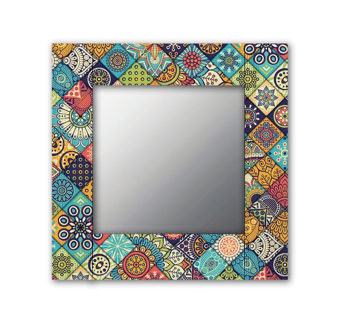 Настенное зеркало Арабская плитка 50х65 голубого цвета - купить Настенные зеркала по цене 13190.0