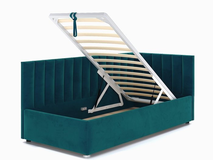 Кровать Negga Mellisa 90х200 сине-зеленого цвета с подъемным механизмом правая - лучшие Кровати для спальни в INMYROOM