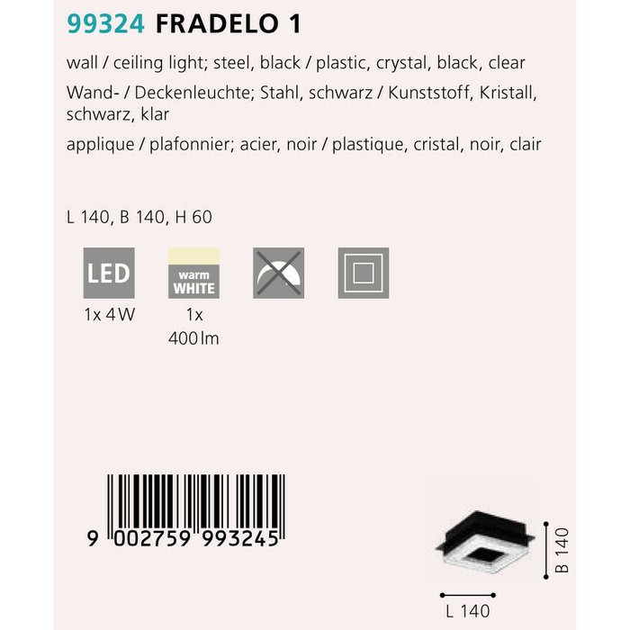 Потолочный светодиодный светильник Fradelo черного цвета - купить Потолочные светильники по цене 6590.0