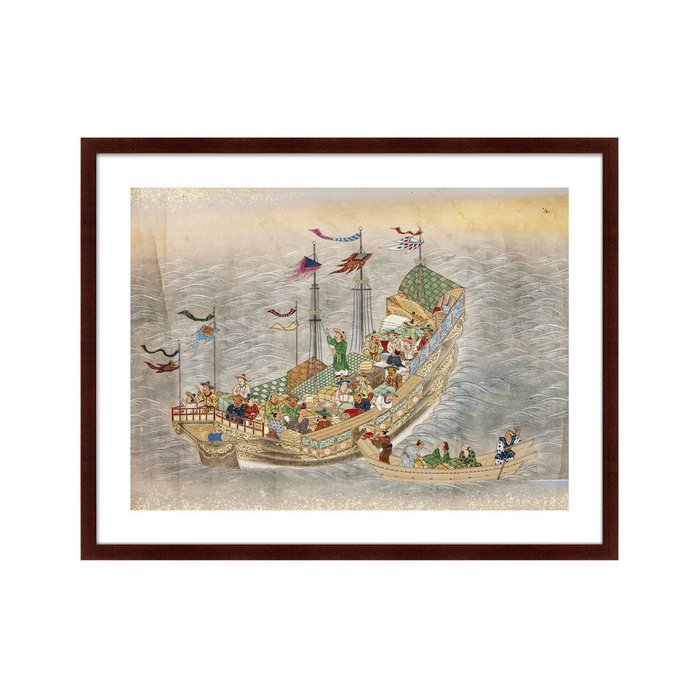 Репродукция картины Scenes of traders in Nagasaki 1750 г. - купить Картины по цене 12999.0