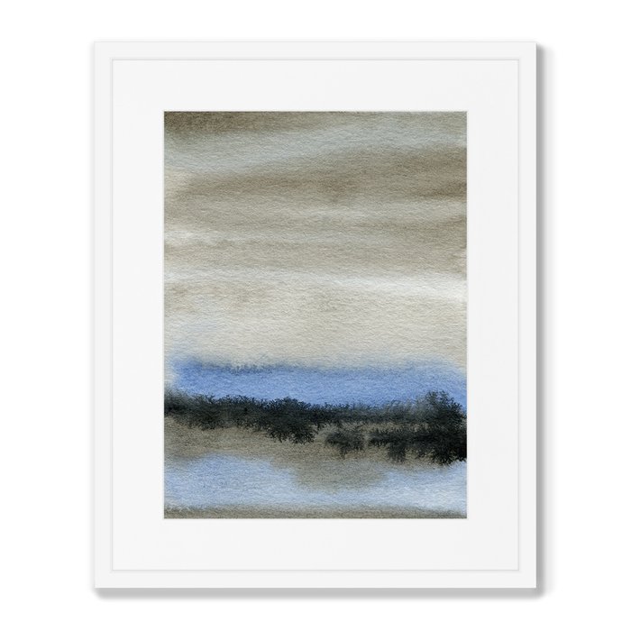 Репродукция картины в раме Autumn sky, forest and river - купить Картины по цене 8199.0