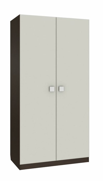 Шкаф двухдверный Анастасия темно-коричневого цвета с серыми фасадами