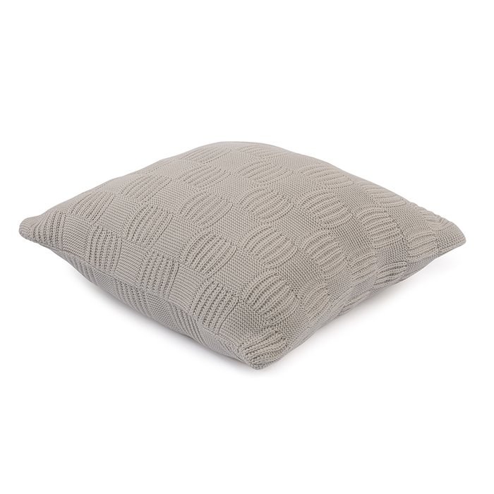 Подушка из хлопка рельефной вязки из коллекции Essential светло-серого цвета - купить Декоративные подушки по цене 2190.0