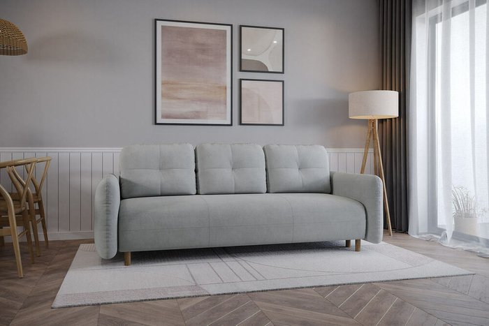 Прямой диван-кровать Anika светло-серого цвета - купить Прямые диваны по цене 66500.0