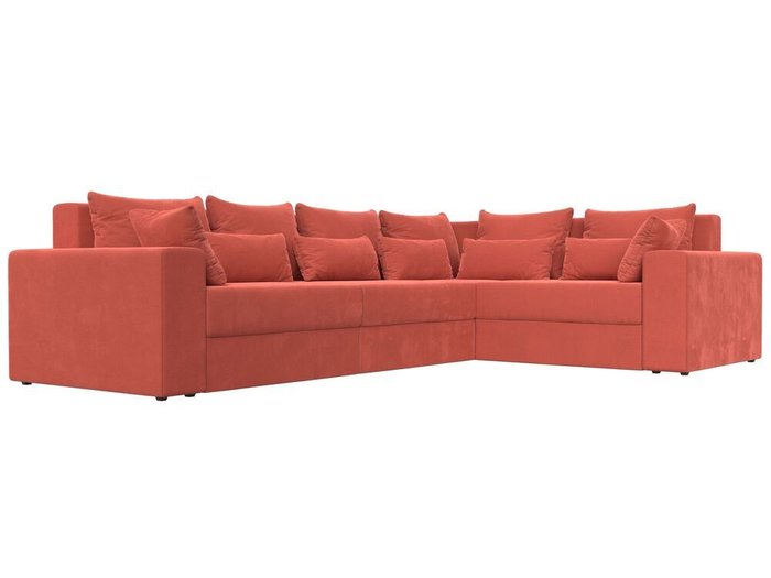 Угловой диван-кровать Майами Long кораллового цвета правый угол - лучшие Угловые диваны в INMYROOM