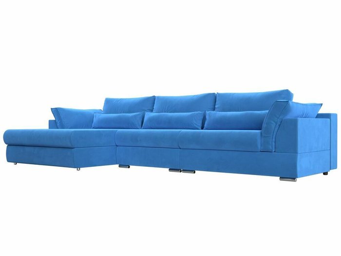 Угловой диван-кровать Пекин Long голубого цвета угол левый