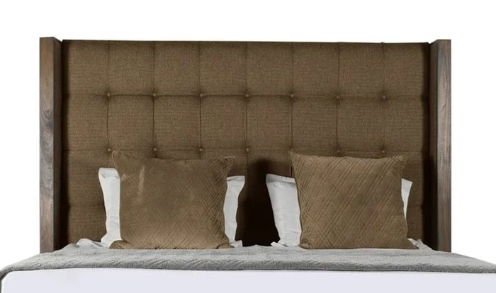 Кровать Berkley Winged Box Tufted Wood 180x200 коричневого цвета - купить Кровати для спальни по цене 132400.0