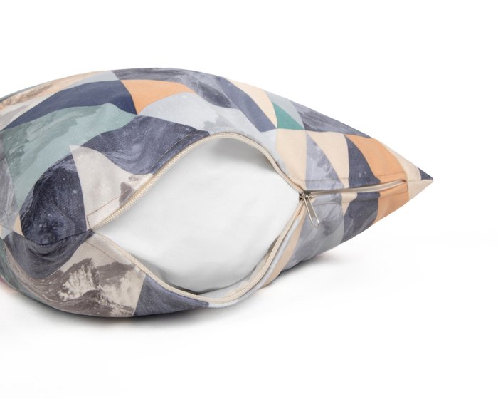Декоративная подушка Snow aqua серо-бирюзового цвета - купить Декоративные подушки по цене 649.0