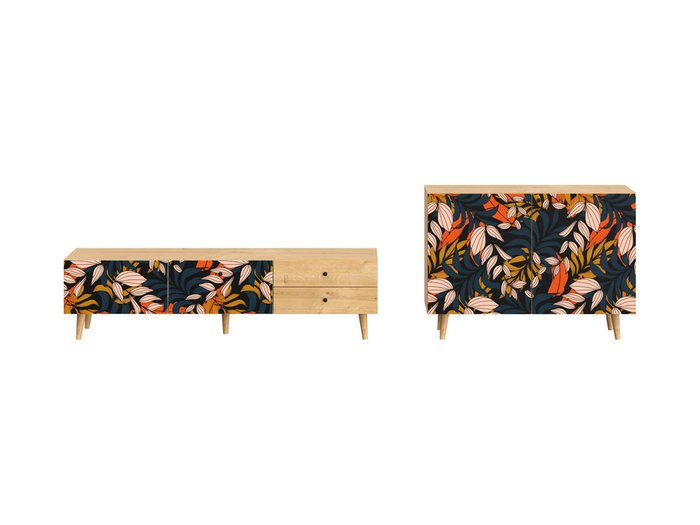 Композиция Frida 1 с принтом Tropics на деревянных ножках - купить Гостиные гарнитуры по цене 75800.0