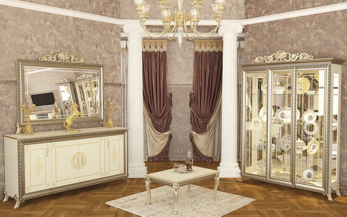 Зеркало с короной Версаль цвета слоновой кости - лучшие Настенные зеркала в INMYROOM