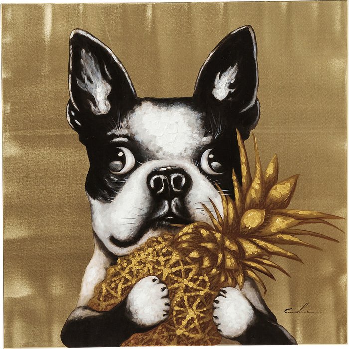 Картина Dog with Pineapple коричневого цвета