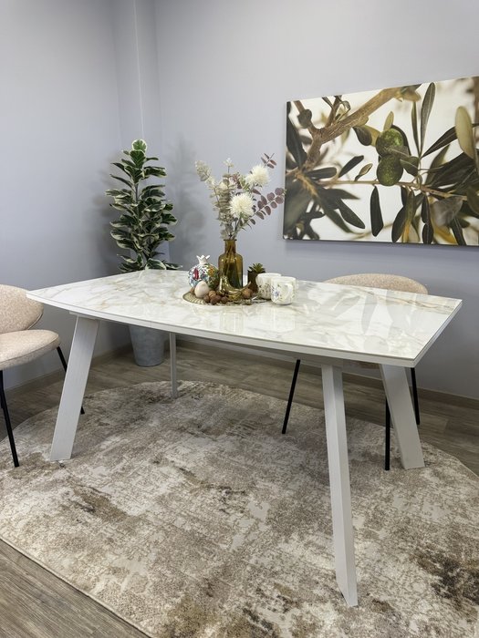 Раздвижной обеденный стол SL1600 белого цвета - лучшие Обеденные столы в INMYROOM Раздвижной обеденный стол SL1600 белого цвета - лучшие Обеденные столы в INMYROOM