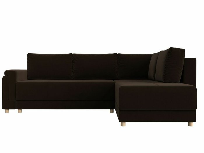 Угловой диван-кровать Лига 024 коричневого цвета правый угол - купить Угловые диваны по цене 66999.0
