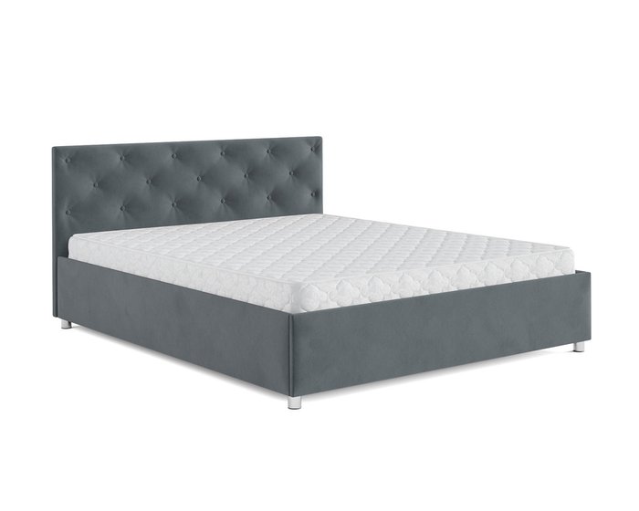 Кровать Классик 160х190 серо-синего цвета с подъемным механизмом (велюр) - купить Кровати для спальни по цене 28090.0