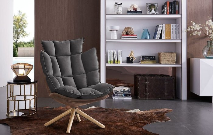 Кресло Husk темно-коричневого цвета - купить Интерьерные кресла по цене 46806.0