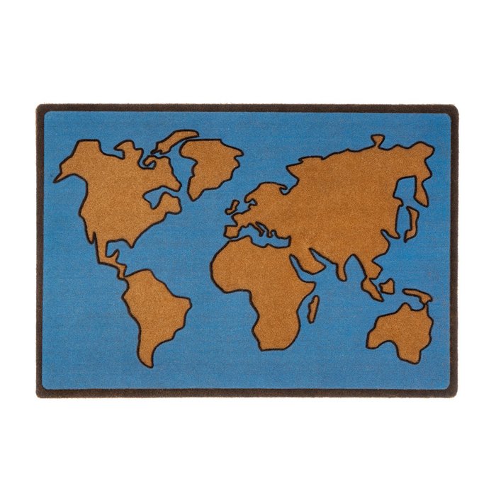 Коврик придверный World Map синего цвета