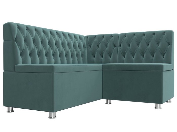 Кухонный угловой диван Мирта бирюзового цвета правый угол - лучшие Угловые диваны в INMYROOM