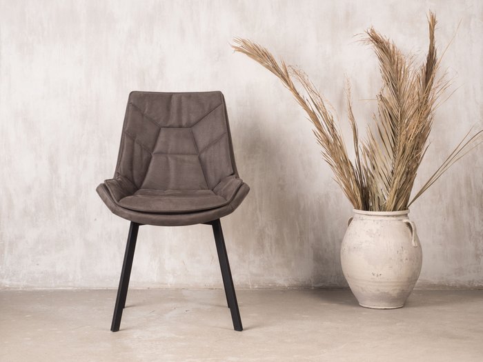 Стул с поворотным механизмов Capella серого цвета с черными ножками  - купить Обеденные стулья по цене 11490.0