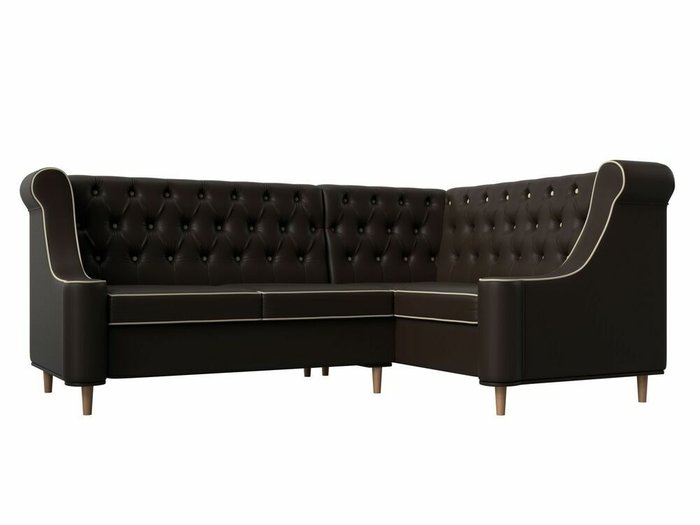 Угловой диван Бронкс коричневого цвета (экокожа) правый угол