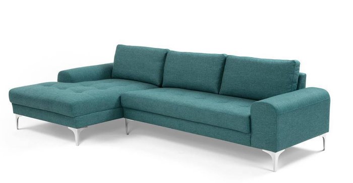 Раскладной диван Vittorio угловой левосторонний бирюзового цвета