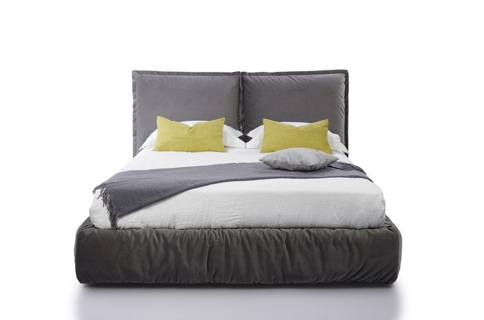 Кровать Now 200х200 серого цвета с подъемным механизмом и ортопедической решеткой  - купить Кровати для спальни по цене 171482.0