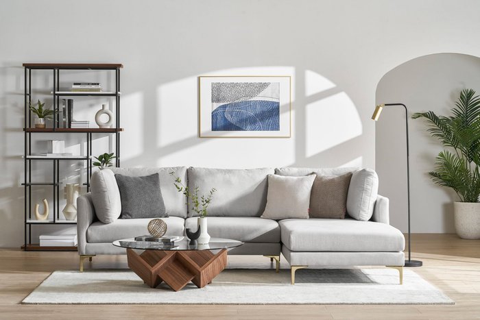 Угловой модульный диван светло-серого цвета - лучшие Угловые диваны в INMYROOM